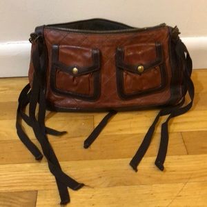 Moschino quilted shoulder bag in brown leather